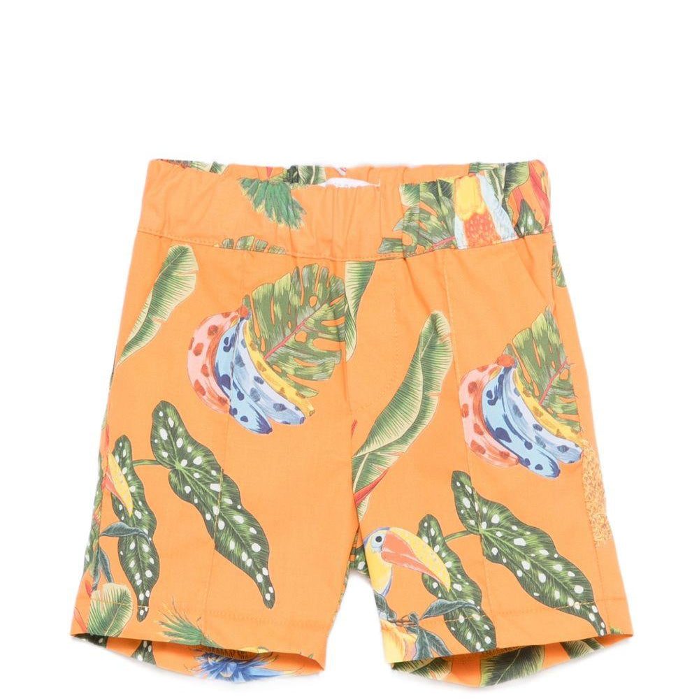 Shorts per neonato Roberto Cavalli Kids arancioni con stampa tropicale CIP26120BE TR. ORANGE ROBERTO CAVALLI KIDS