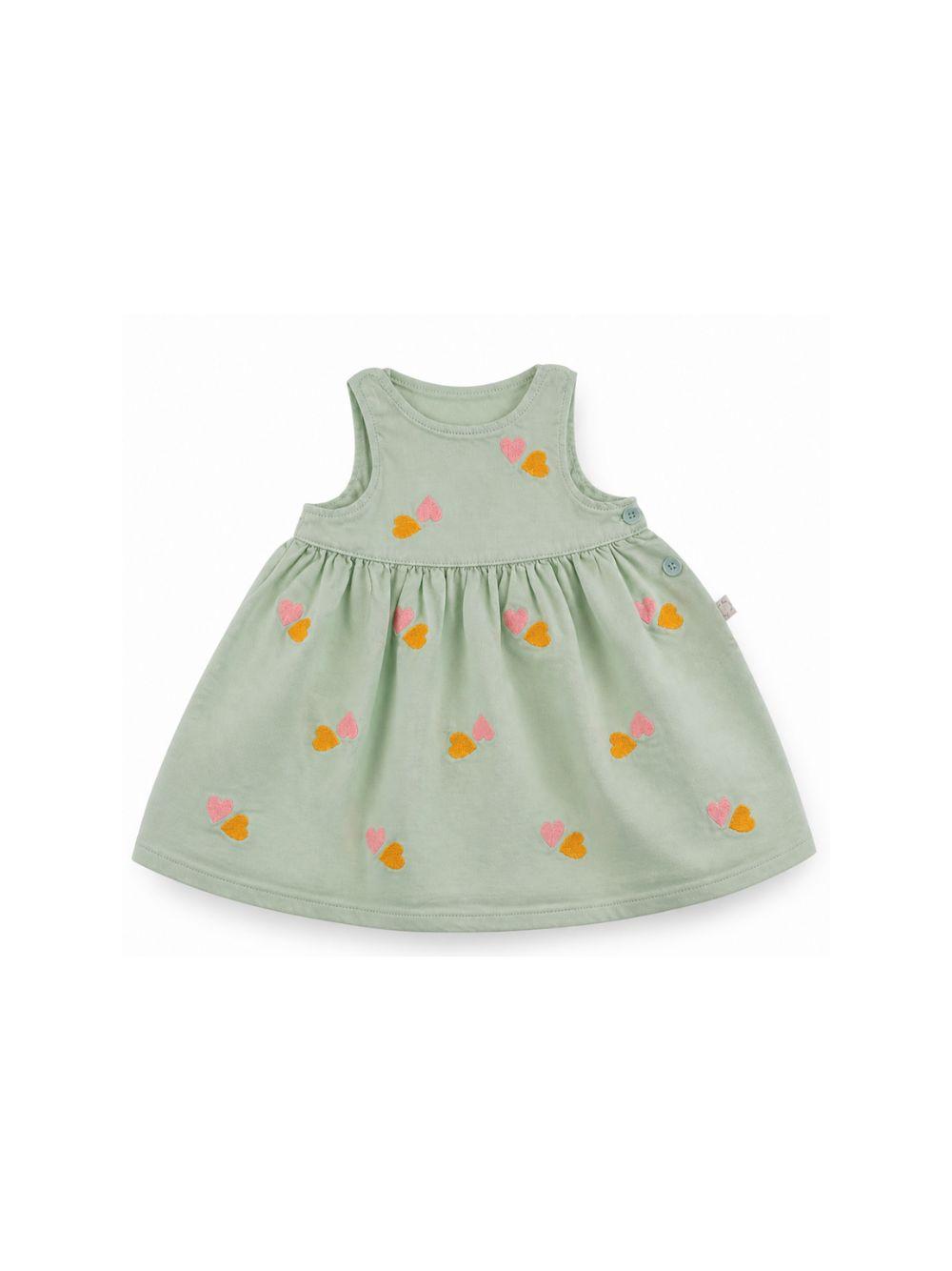 Abito per neonata Stella McCartney Kids verde con motivo a cuori TY1032 Z3454 754EM STELLA McCARTNEY KIDS