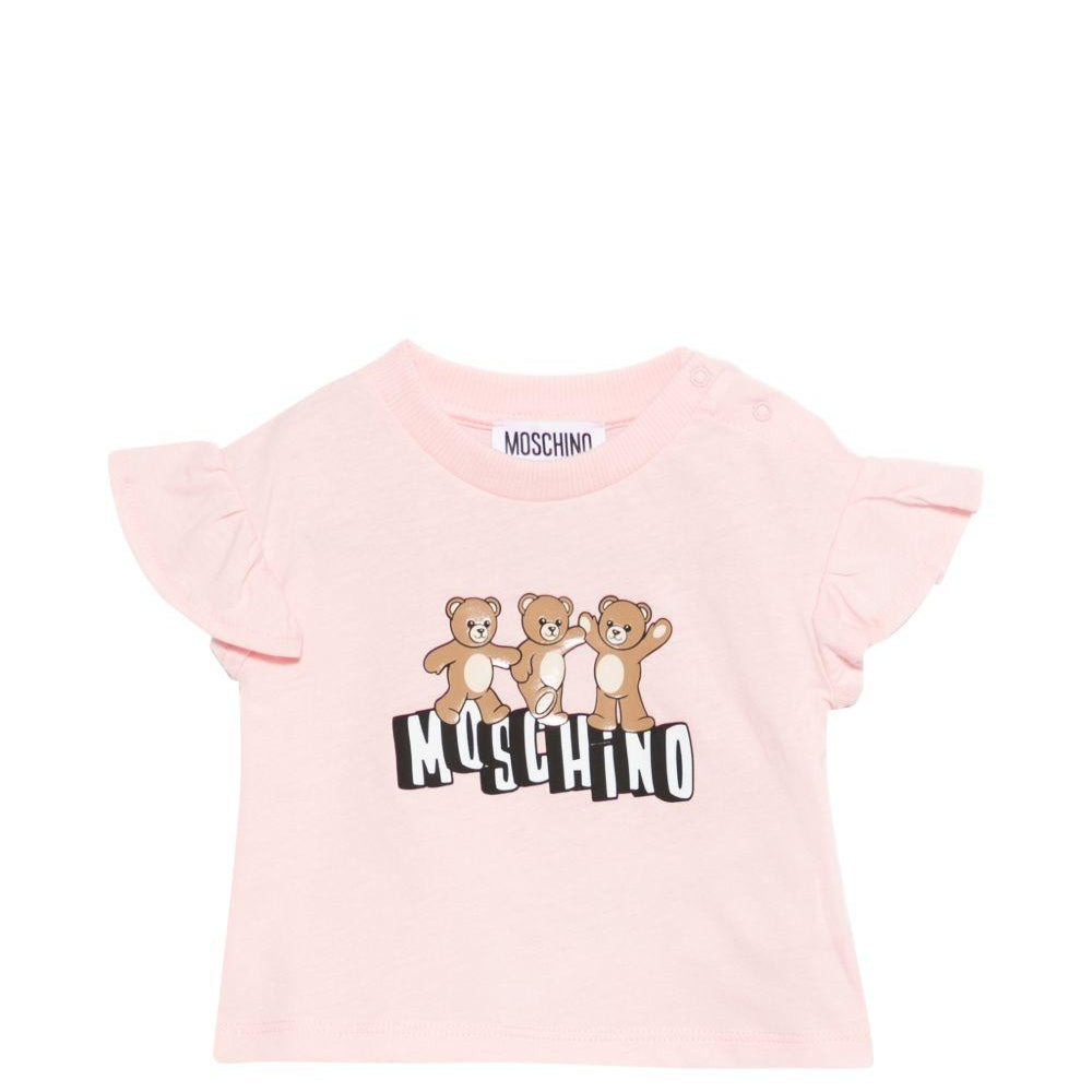 T-shirt per neonata Moschino Kids rosa con ruches MDM03QLAA17 50209 MOSCHINO KIDS