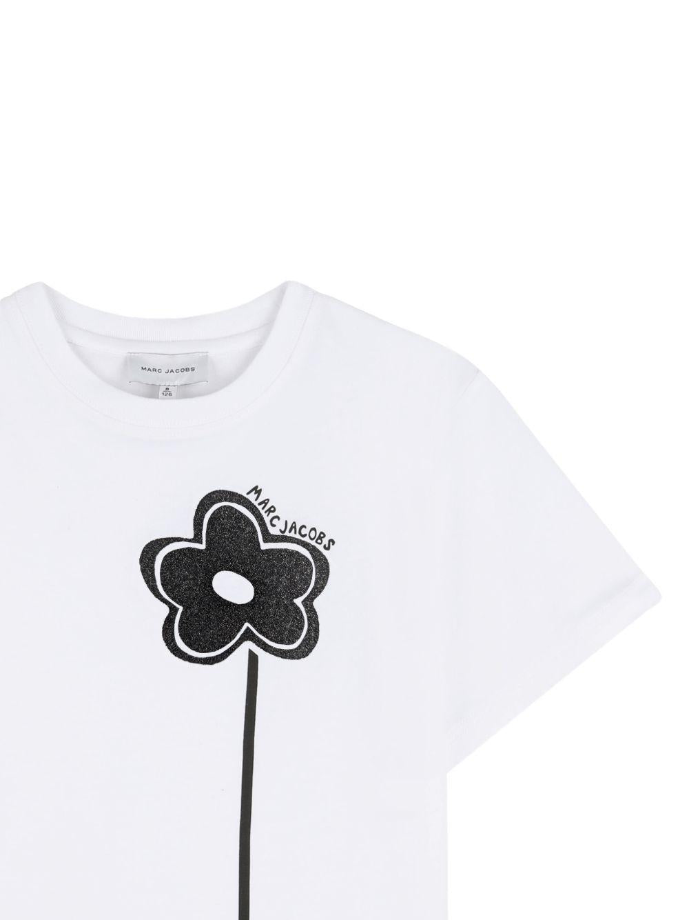 T-shirt per bambina The Marc Jacobs Kids bianca con applicazione a fiore W60735 10P THE MARC JACOBS KIDS