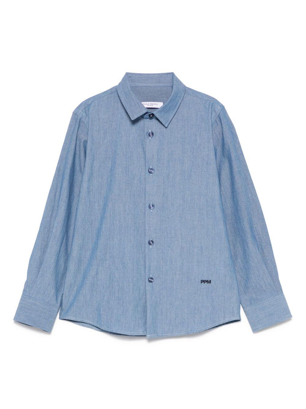 Camicia per bambino Paolo Pecora Kids blu con mini targhetta con logo PP3877 INDACO PAOLO PECORA KIDS