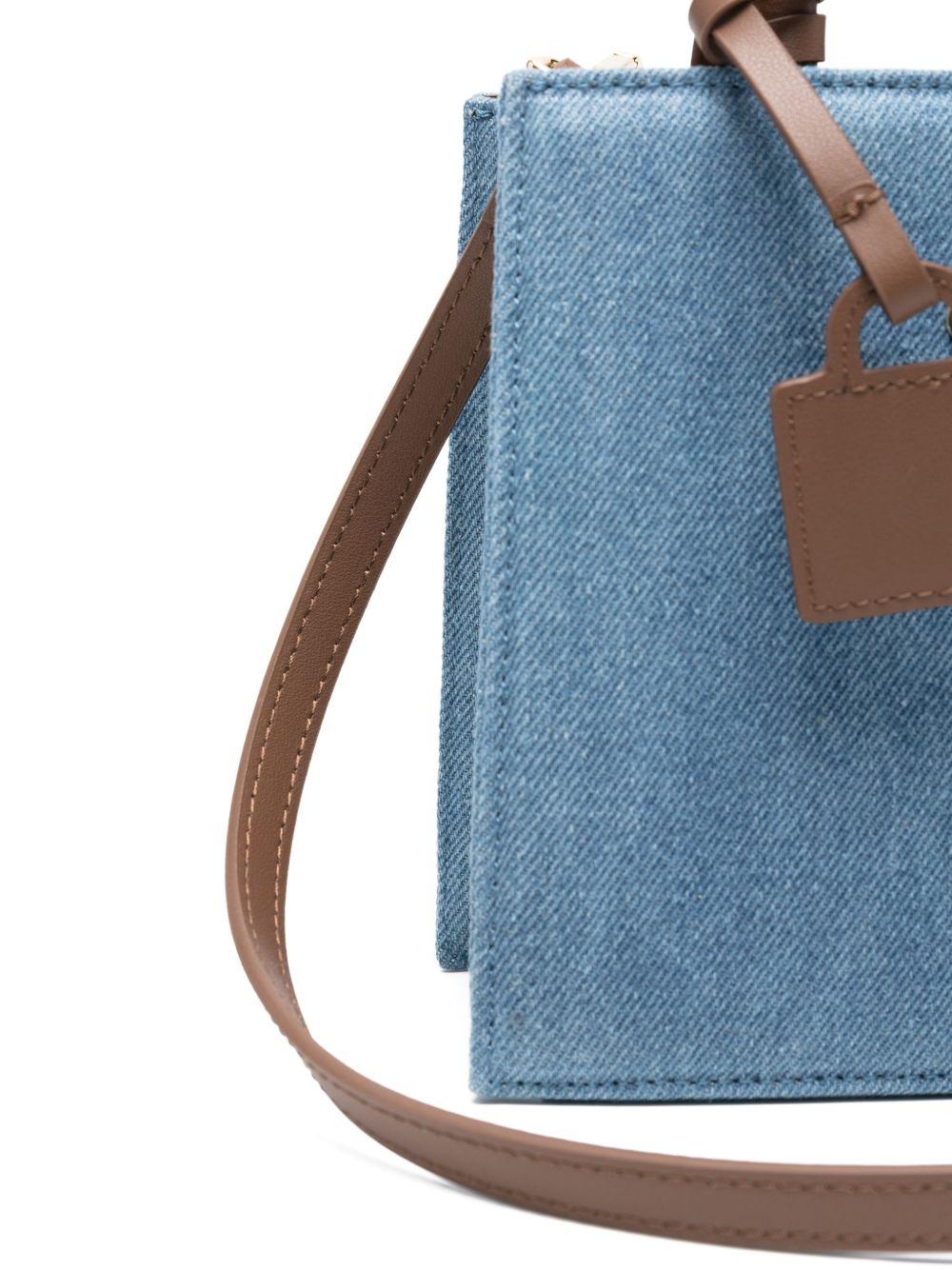 Borsa Shop mini MC2 Saint Barth denim con targhetta logo metallica sul fronte SHBM0002 00009L MC2 ST. BARTH KIDS