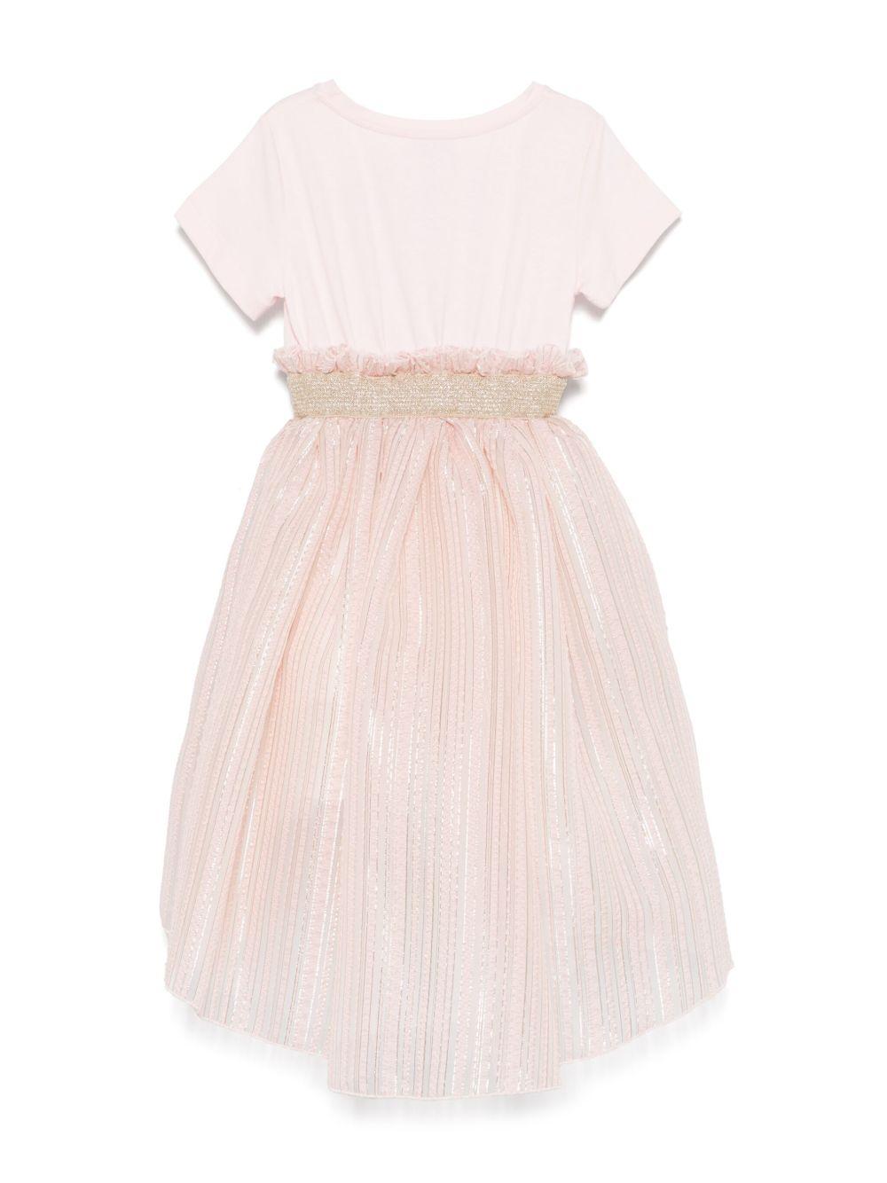 Abito per bambina Monnalisa rosa con dettagli ruches e lurex 71E954RM 5903 9270 MONNALISA