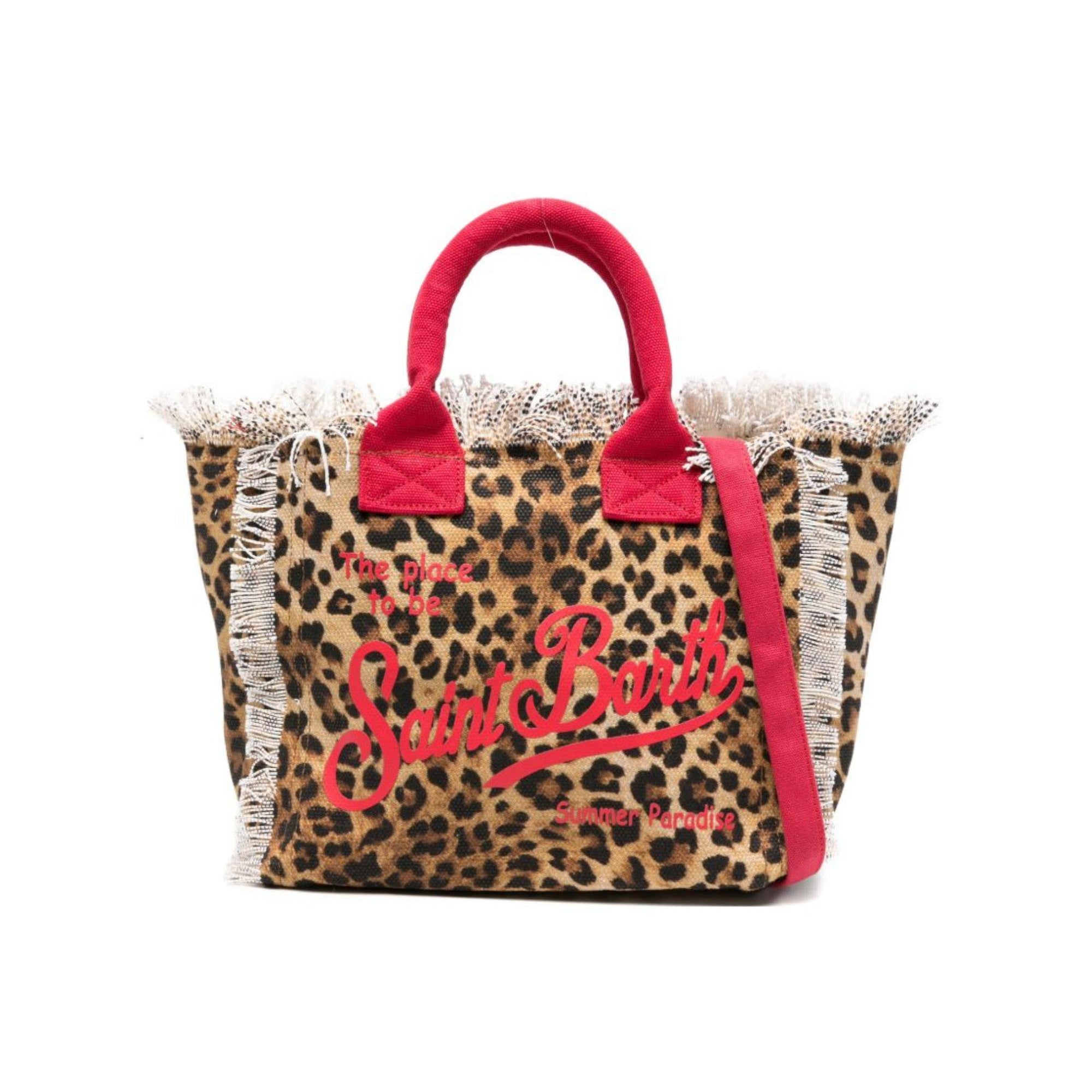 Borsa tote Colette MC2 Saint Barth animalier con manici rossi COL0001 00329L MC2 ST. BARTH KIDS