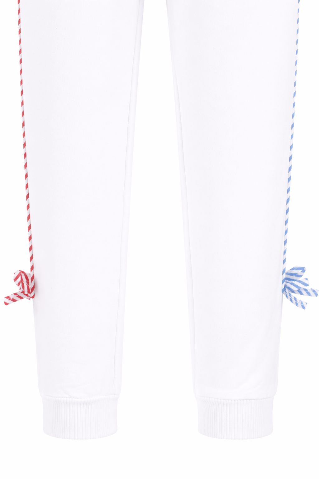 Pantaloni per bambina Monnalisa bianchi con nastro con logo 19G406 7012 0099 MONNALISA KIDS