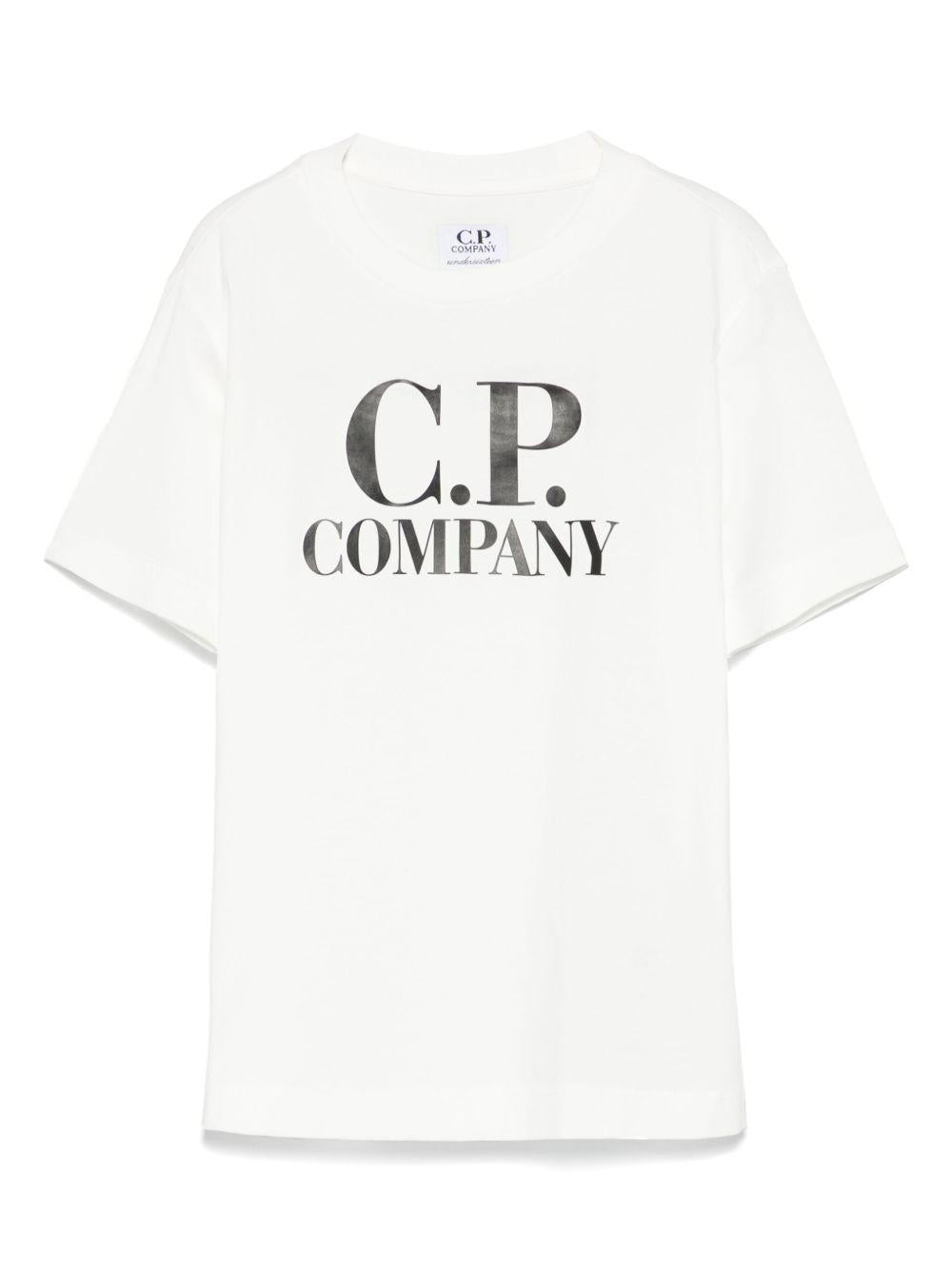 T-shirt con applicazione per bambino C.P. Company Kids bianco con girocollo C9M008LAA17 10135 C.P.COMPANY KIDS