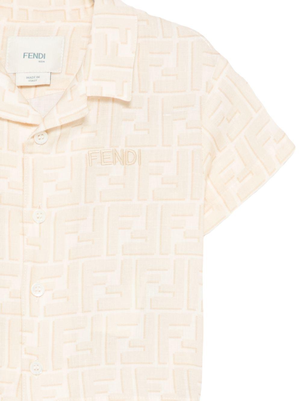 Camicia per neonato Fendi Kids beige con logo jacquard all-over BUC013 AY8C F1P2N FENDI KIDS