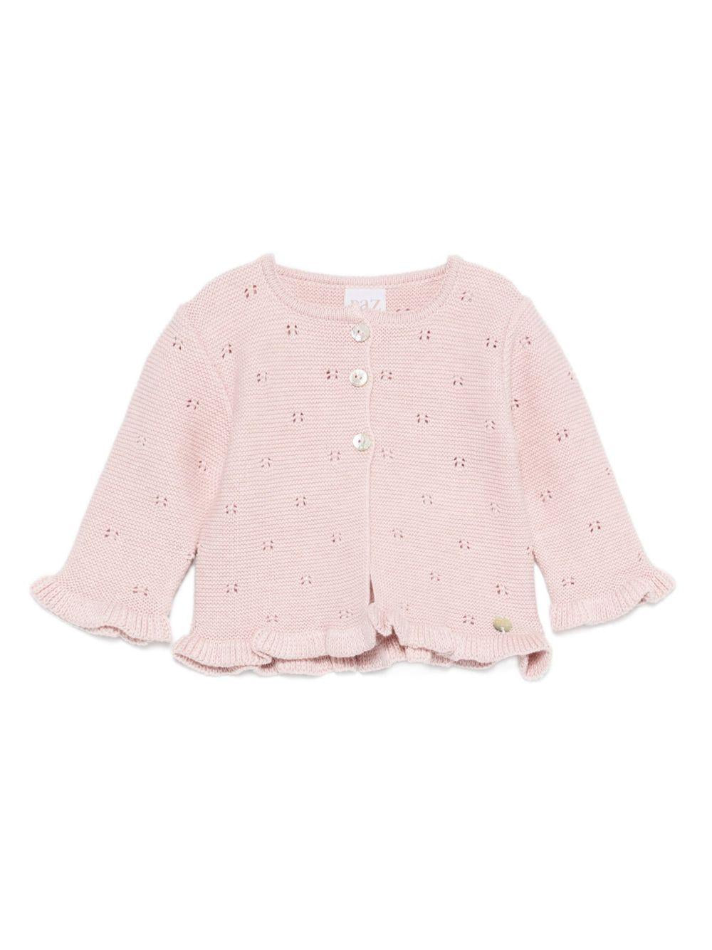 Cardigan per neonata Paz Rodríguez rosa con modello con occhielli 001-123031 32 H94 PaZ RODRIGUEZ