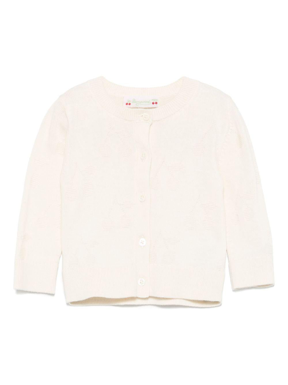 Cardigan per neonata Bonpoint Teyana ècru con chiusura frontale con bottoni S05XCAK00012 004 BONPOINT