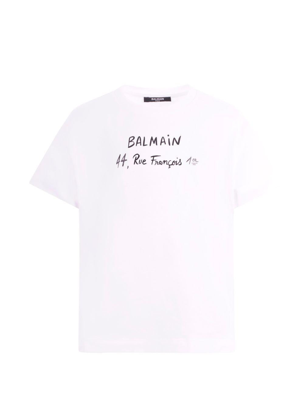T-shirt per bambino Balmain Kids bianca con logo sul davanti BY8B11 Z3672 100NE BALMAIN KIDS
