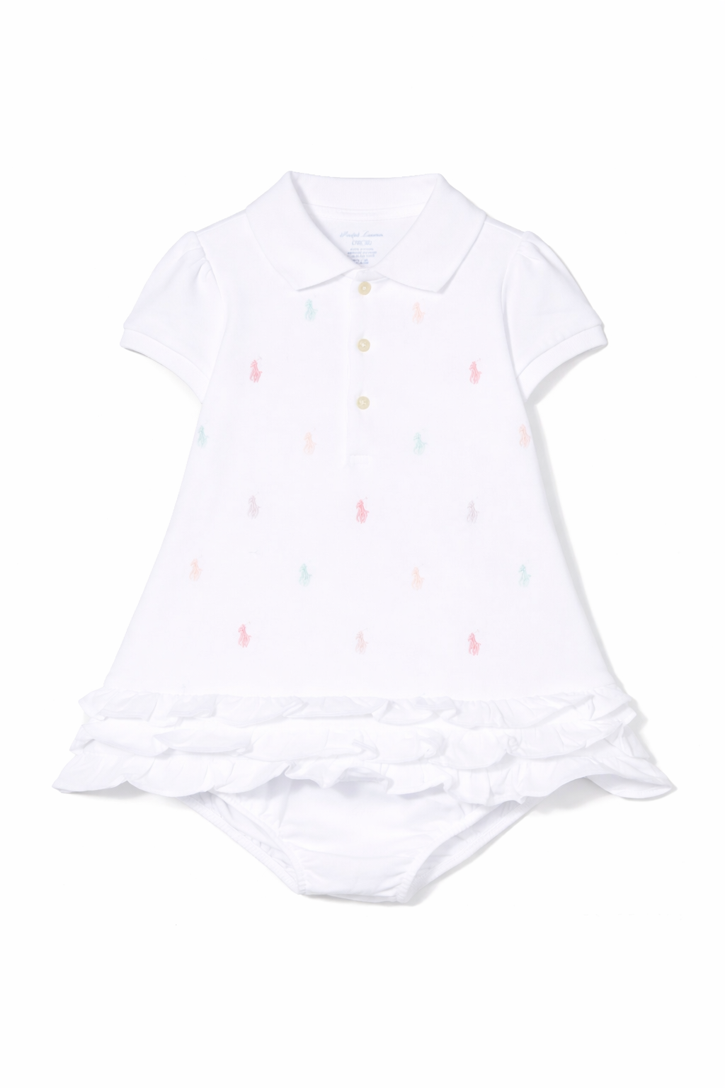 Abito per neonata POLO RALPH LAUREN KIDS bianco in cotone con ricamo 310676237 002 Ralph Lauren kids