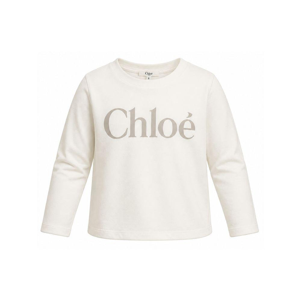 T-shirt per bambina Chloè Kids bianca con stampa logo sul davanti C21299 117 CHLOE' KIDS