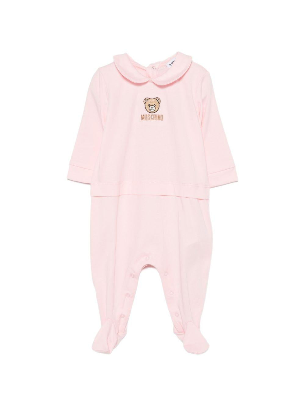 Tutina per neonata Moschino Kids rosa con colletto alla Peter Pan MOY06ZLAA23 50209 MOSCHINO KIDS