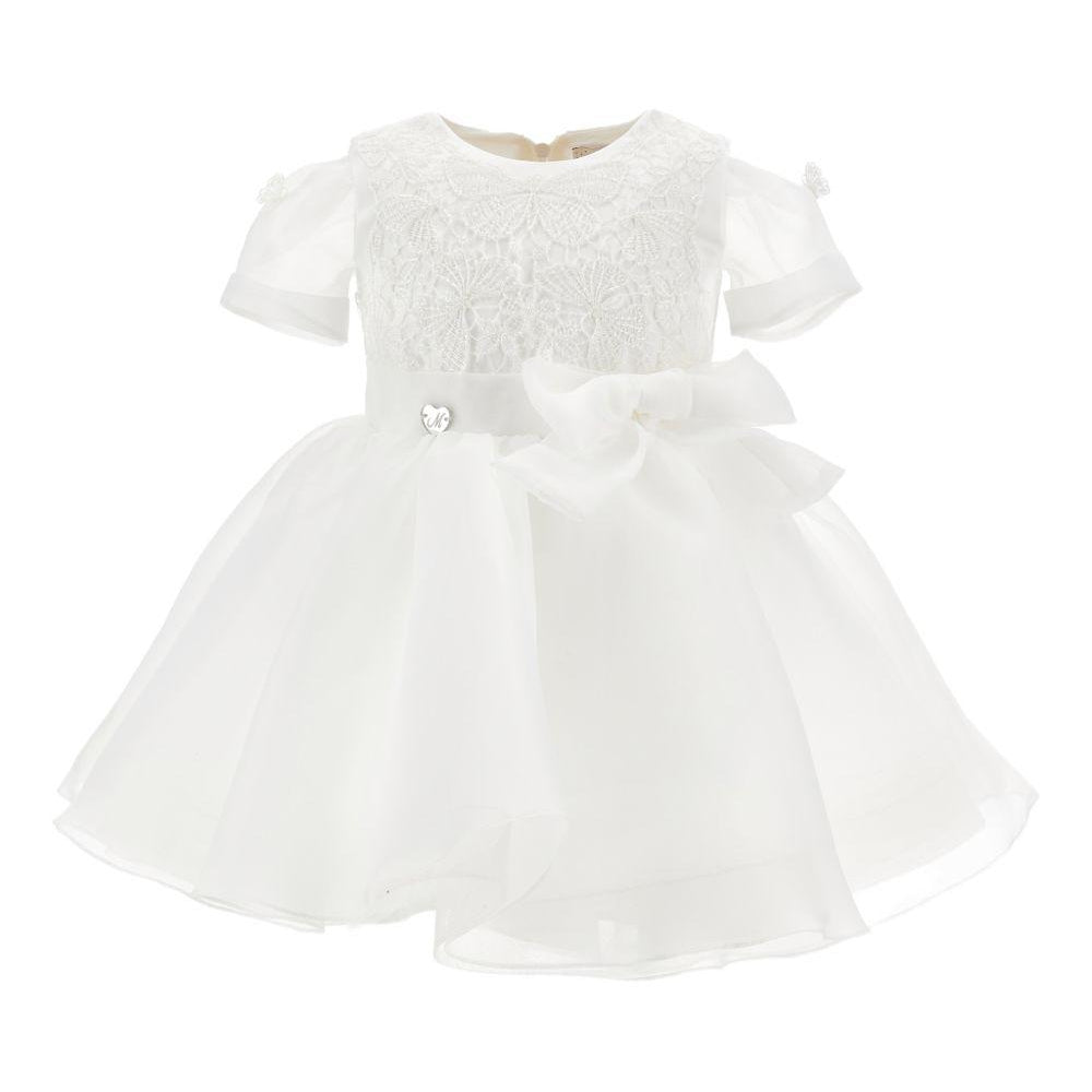 Abito per neonata Monnalisa bianco con dettaglio con fiocco 73G902 7112 0001 MONNALISA KIDS