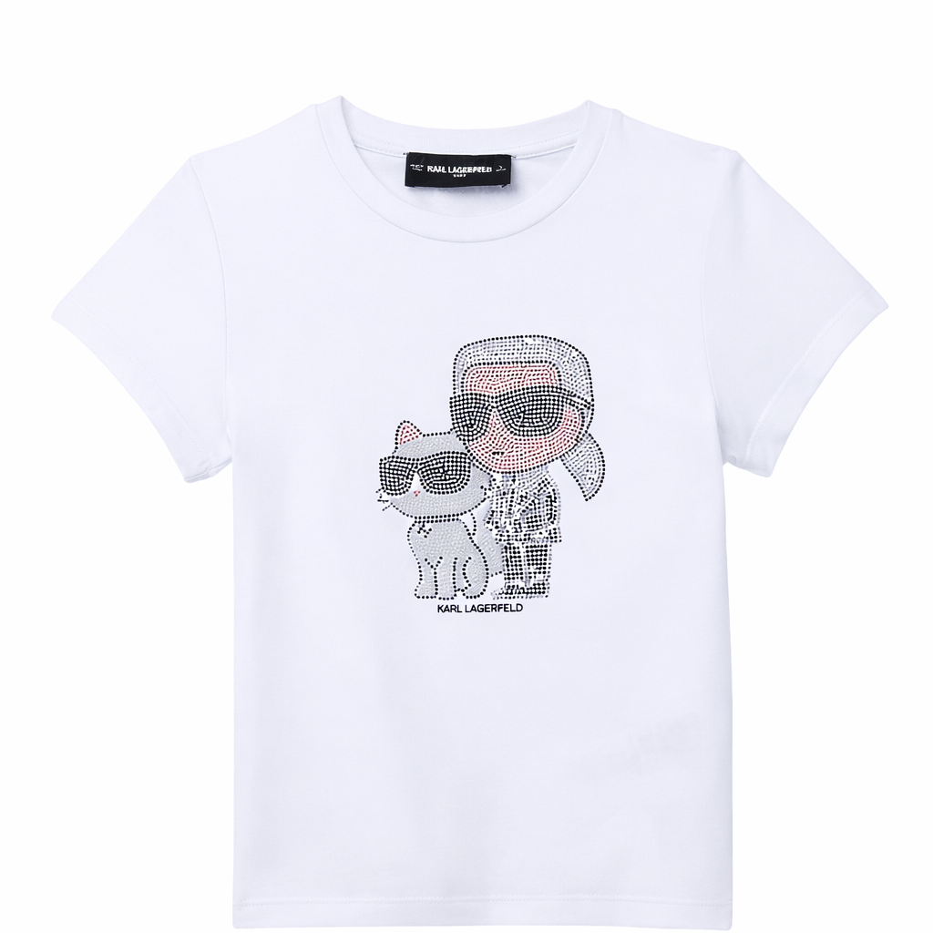 T-shirt per bambina Karl Lagerfeld Kids bianco con dettaglio logo Z31158 10P KARL LAGERFELD KIDS