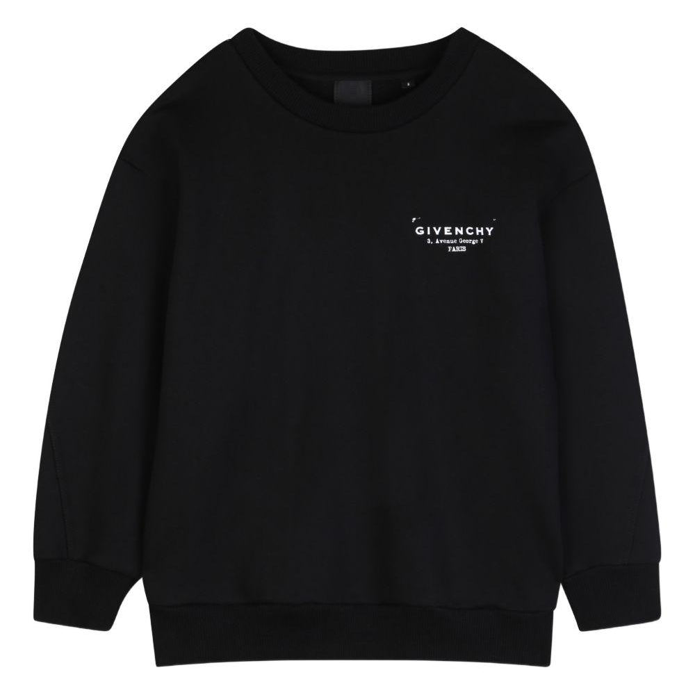 Felpa per bambino Givenchy Kids nera con logo sul davanti H31098 09B GIVENCHY KIDS