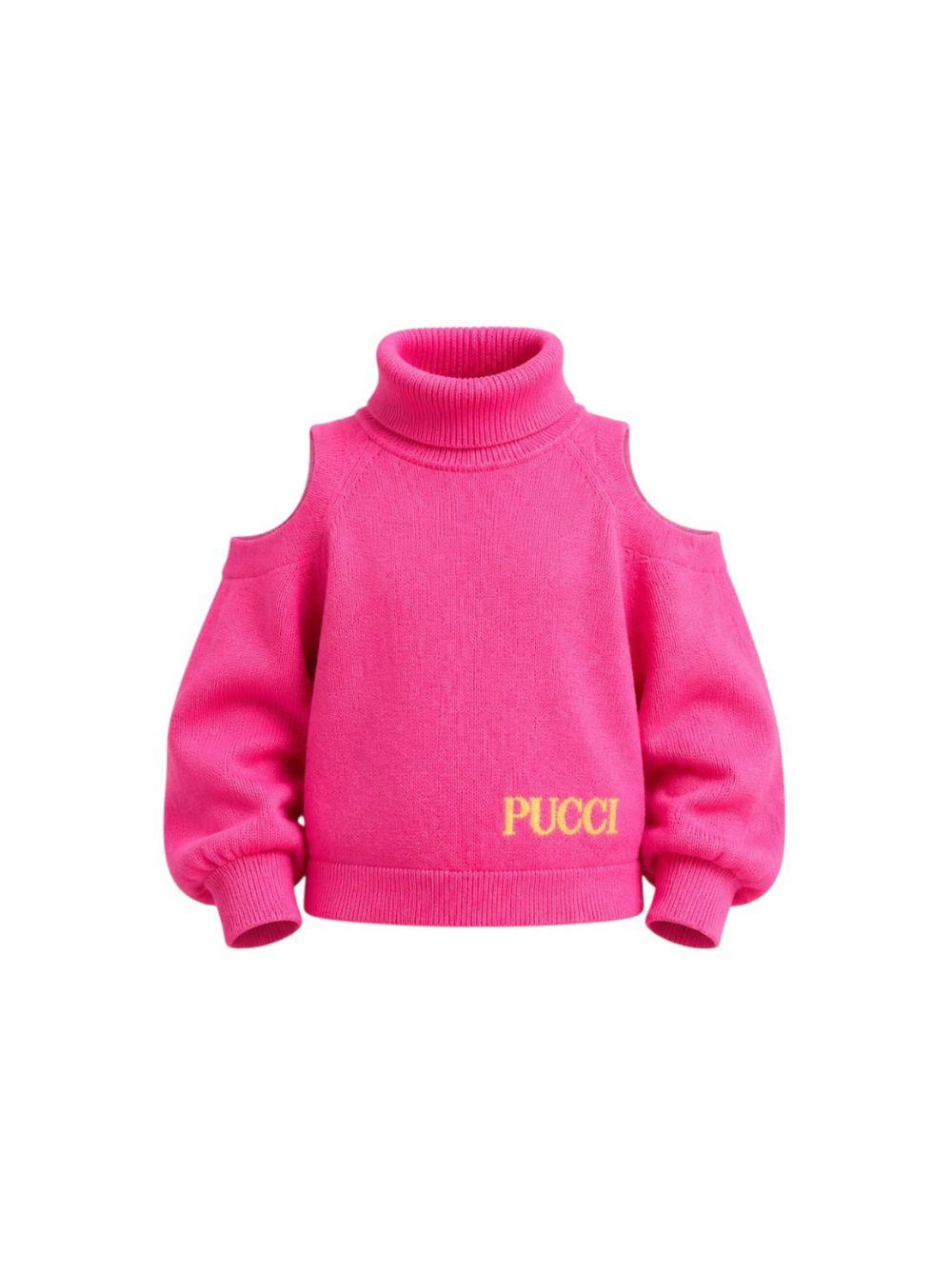 Maglione per bambina Emilio Pucci Kids fucsia con collo alto PZ9A00 Z2362 543 EMILIO PUCCI KIDS