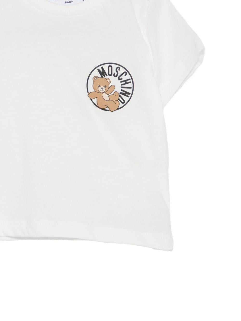 T-shirt per neonati Moschino Kids bianca con logo sul davanti MUM04SLAA03 10063 MOSCHINO KIDS
