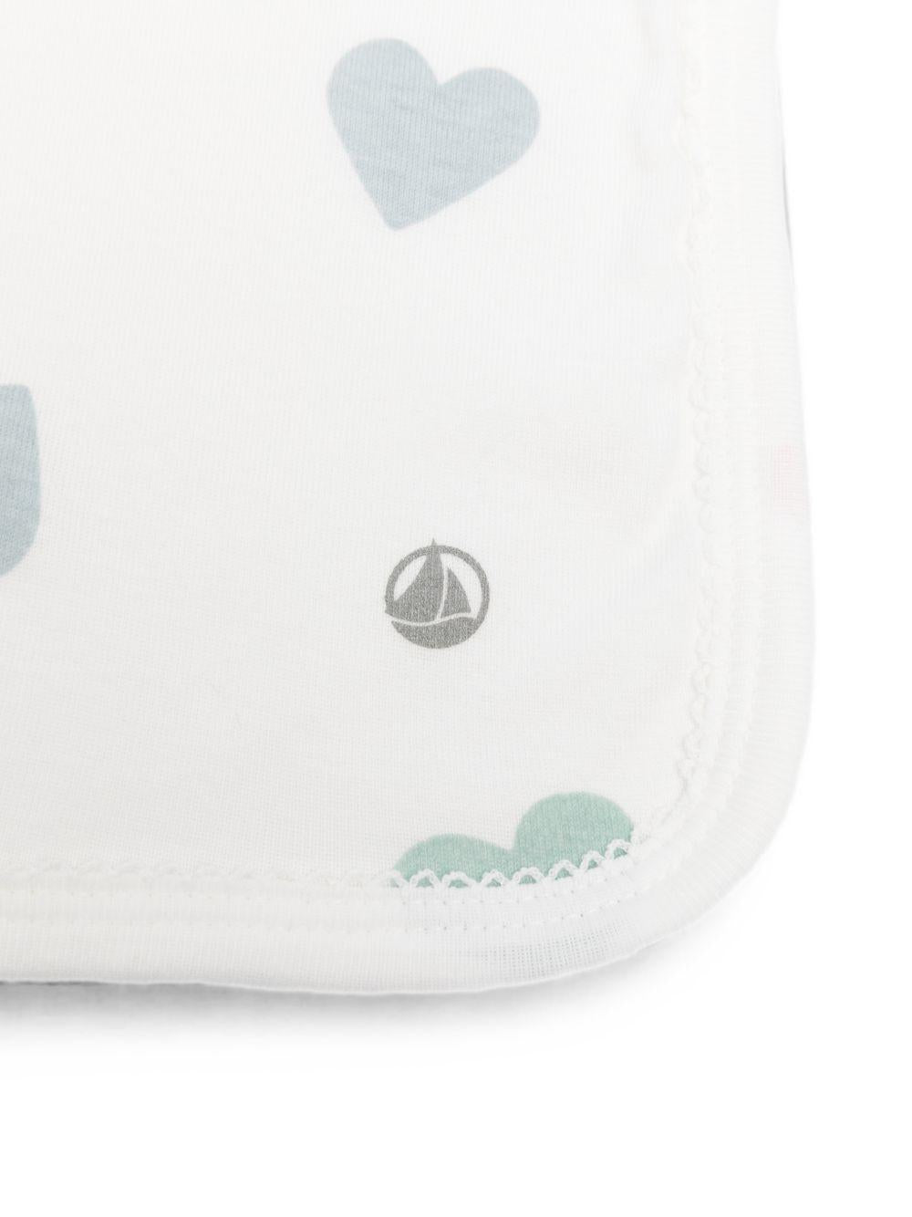 Asciugamano da bagno per neonati Petit Bateau Kids bianco con stampa a cuori A0GQR 01 PETIT BATEAU KIDS