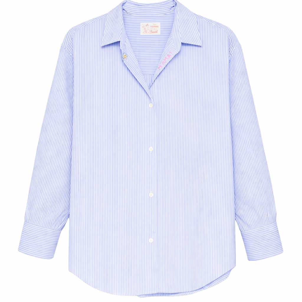 Camicia Cristal per donna MC2 Saint Barth azzurra con motivo a righe CYS0001 00702L MC2 ST. BARTH