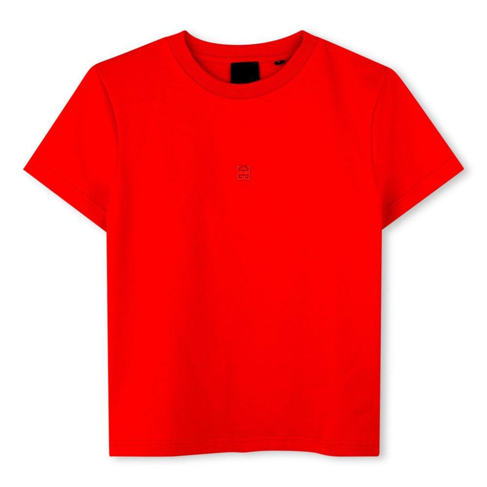 T-shirt per bambino Givenchy Kids rosso con placca 4G con trama jersey H30729 977 GIVENCHY KIDS