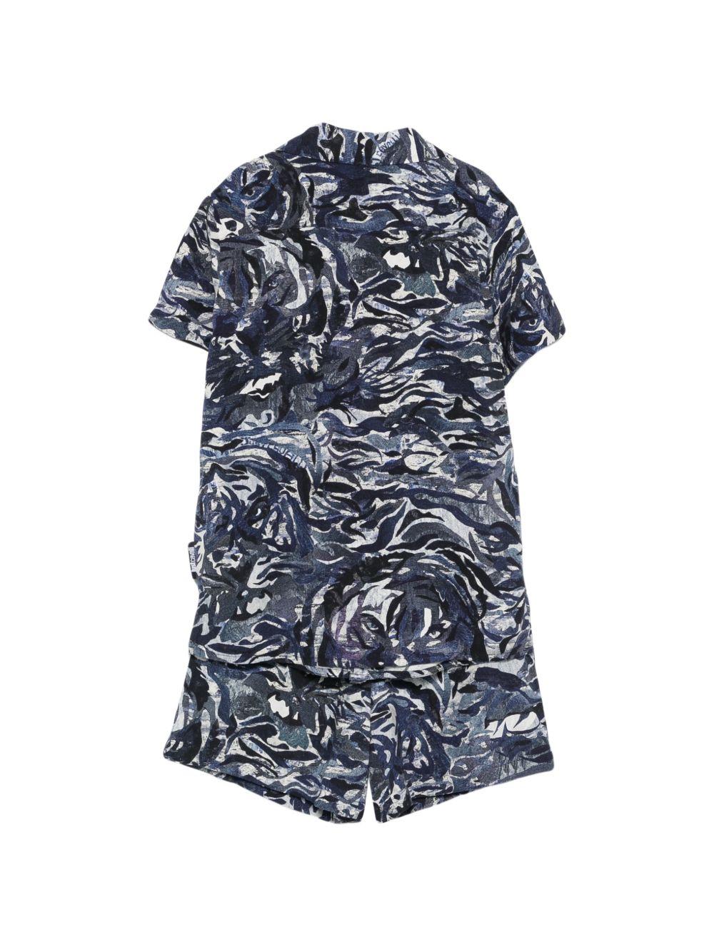 Completo per bambino Just Cavalli Kids blu per bambino a maniche corte JBP26168CE TIGER PAT. ROBERTO CAVALLI KIDS
