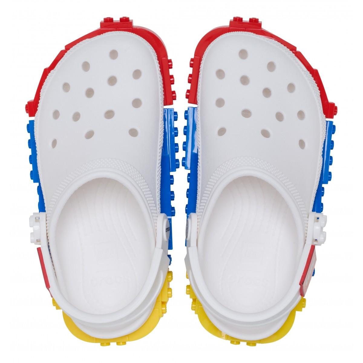 Ciabatte per bambini Crocs Kids x Lego bianche con design mattoncini 211874 WHI CROCS KIDS