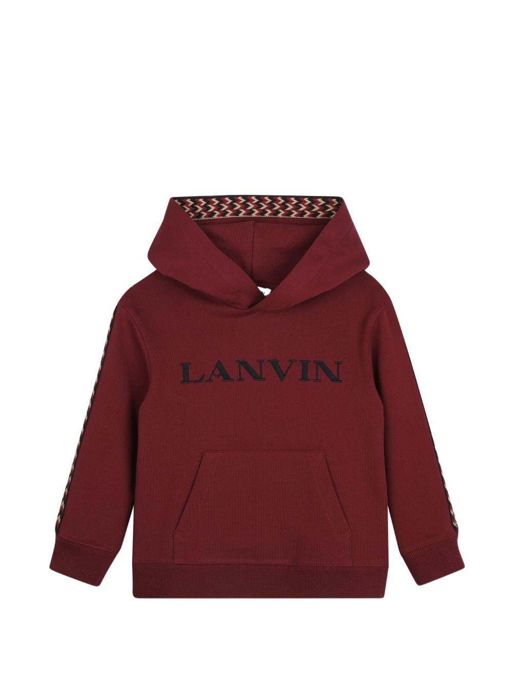 Felpa per bambino Lanvin Enfant bordeaux con ricamo logo N30423 955 LANVIN KIDS