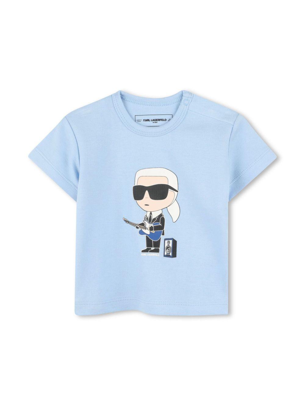 Set con shorts per neonato Karl Lagerfeld Kids blu con motivo Ikonik Karl Z30504 782 KARL LAGERFELD KIDS