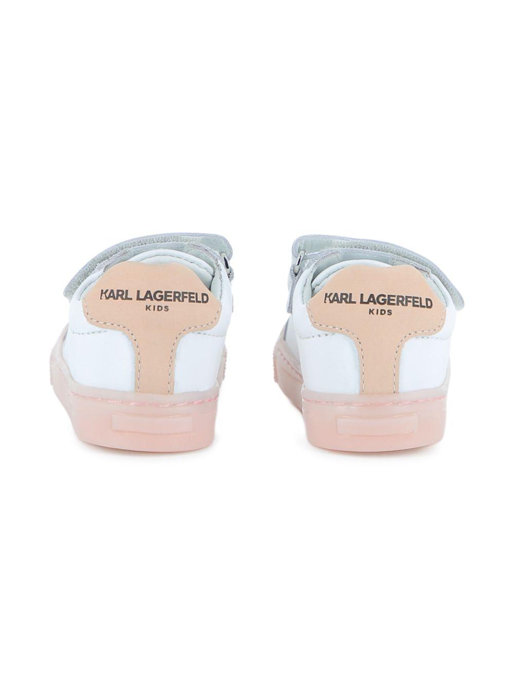Sneakers per bambina Karl Lagerfeld Kids bianche con cinturino applicato Z31184 10P KARL LAGERFELD KIDS