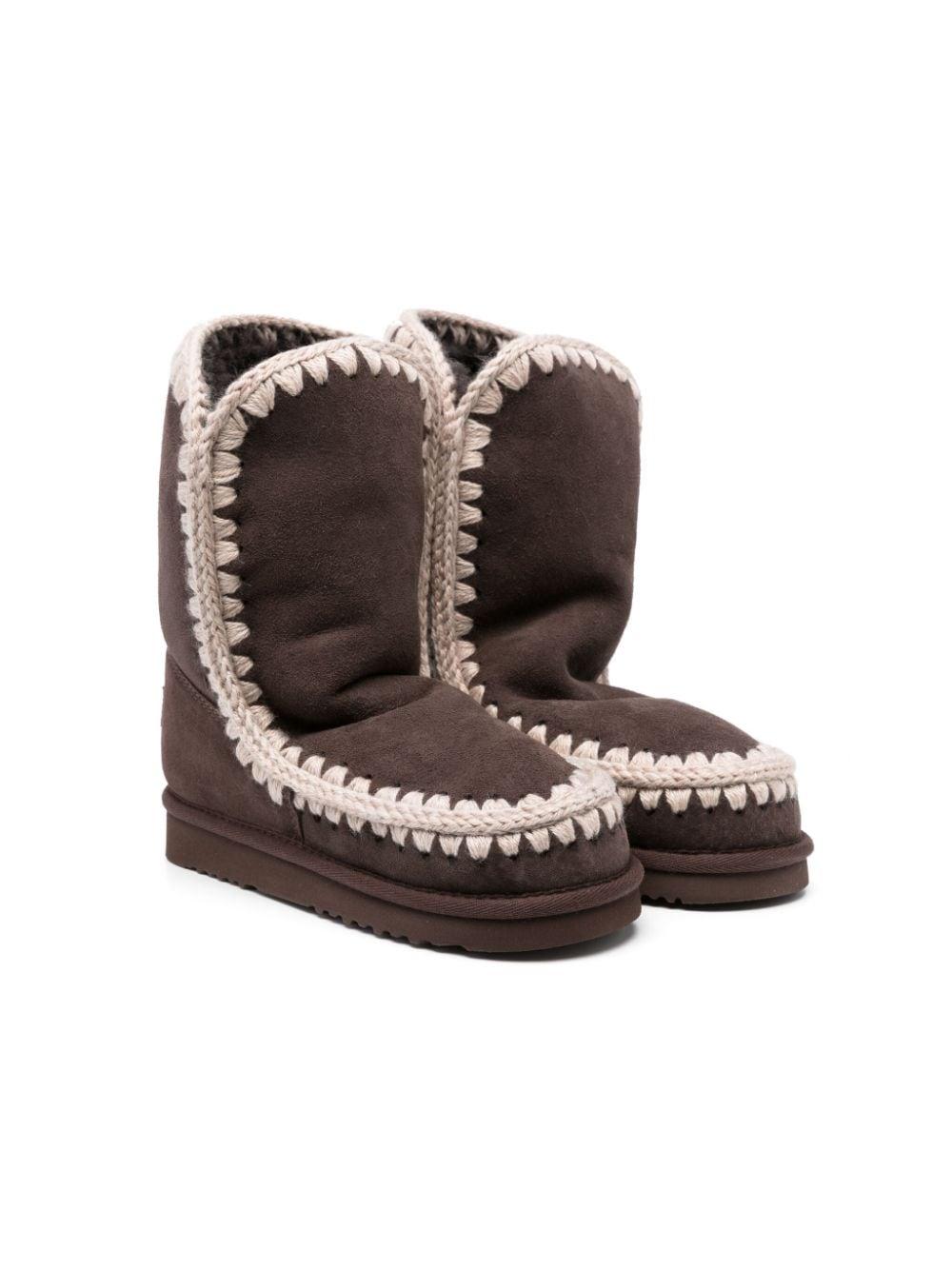 Stivali con cuciture a contrasto per bambina Mou Kids marrone con punta tonda FW101000A MOCHA MOU KIDS