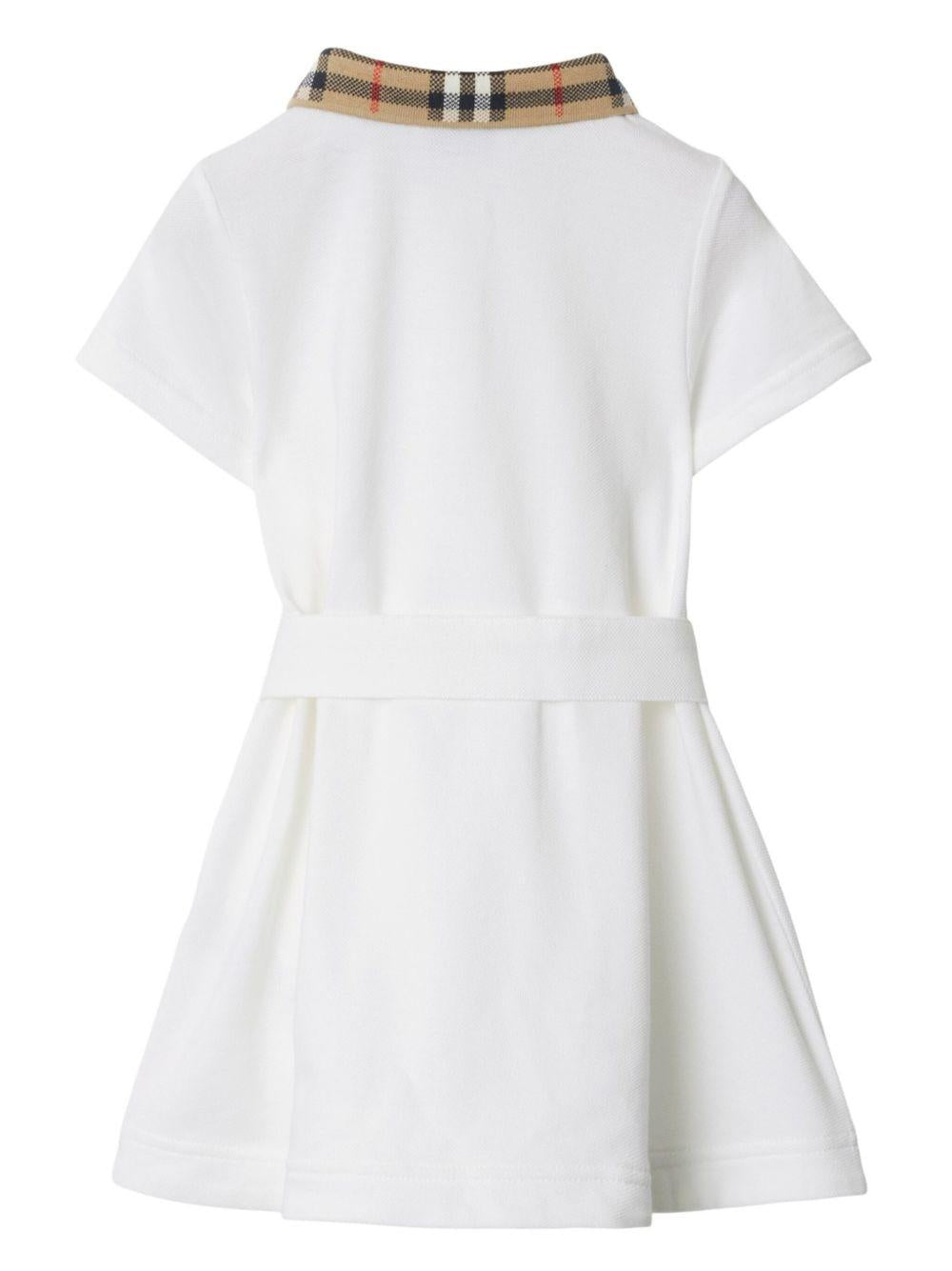 Abito per neonata Burberry Kids bianco a maniche corte 8105590 A1464 BURBERRY KIDS