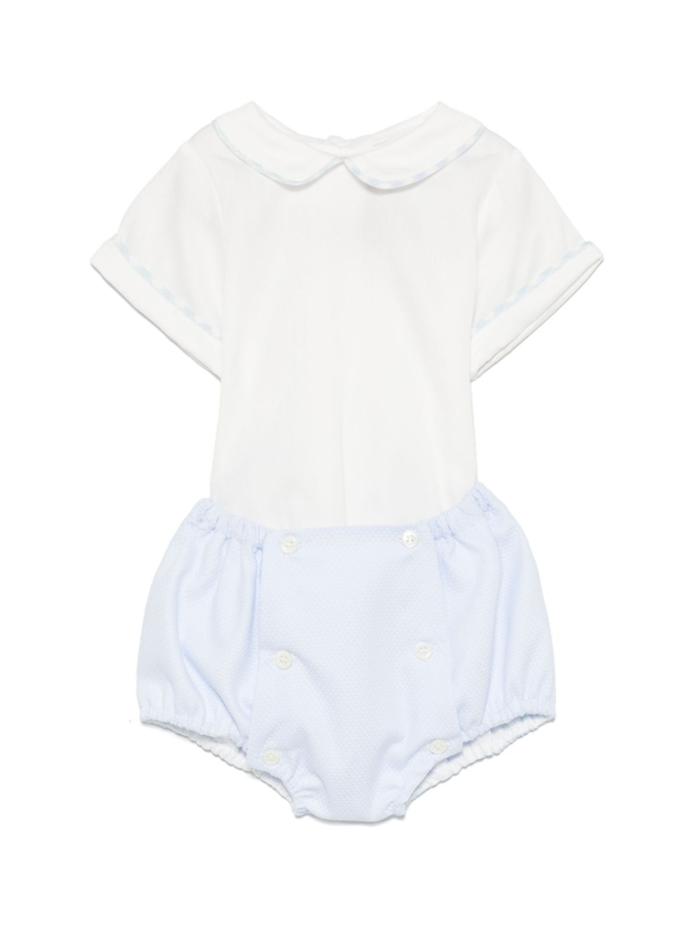 Completo per neonato La Stupenderia bianco con shorts in cotone e colletto Peter Pan TBCT59 P08 LA STUPENDERIA KIDS