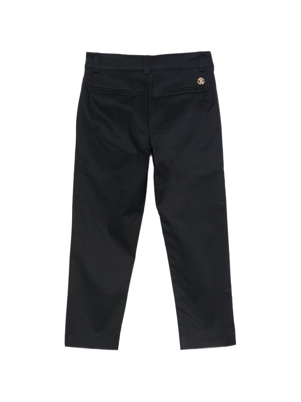 Pantaloni per bambino Roberto Cavalli Kids blu con placca con logo CBP26002PA BLUE PEACOAT ROBERTO CAVALLI KIDS