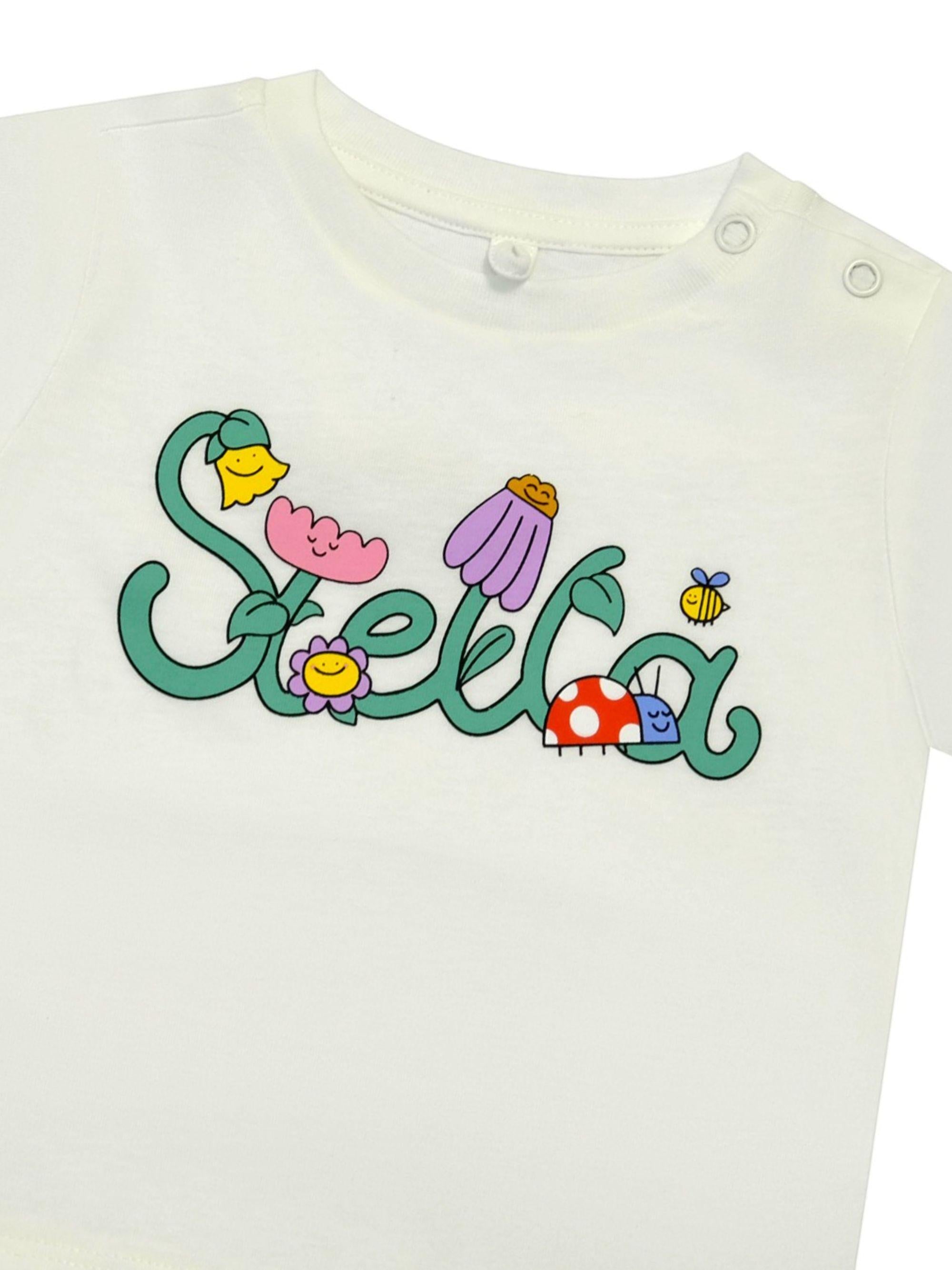 T-shirt per neonata Stella McCartney Kids bianca con stampa grafica sul davanti TY8011 Z0434 101 STELLA McCARTNEY KIDS