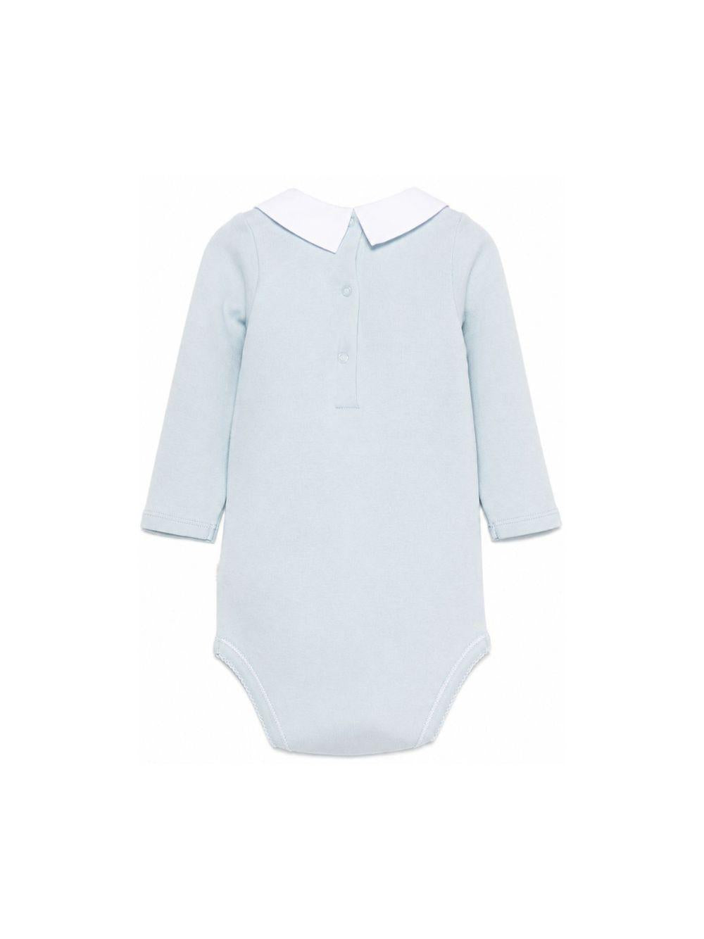 Body per neonato Bonpoint azzurro con ricamo sul colletto W06OUNK00001 015C BONPOINT KIDS