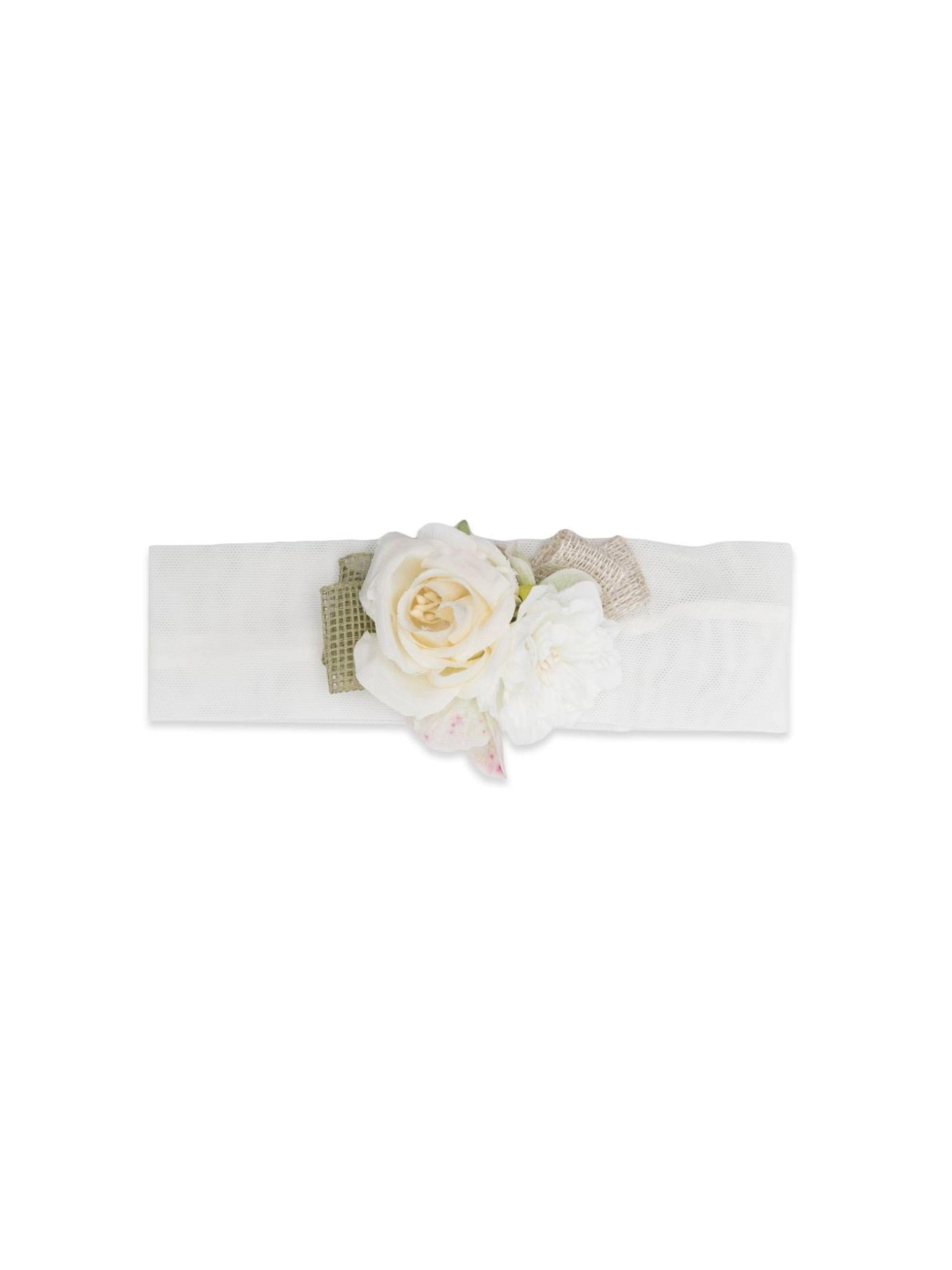Fascia per capelli per neonata Colorichiari bianca con decorazione a fiori FN978553 AF793 26 COLORICHIARI KIDS