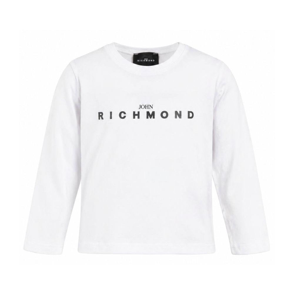 T-shirt per bambino John Richmond Junior bianca con logo sul davanti RBP26021TS WHITE JOHN RICHMOND KIDS
