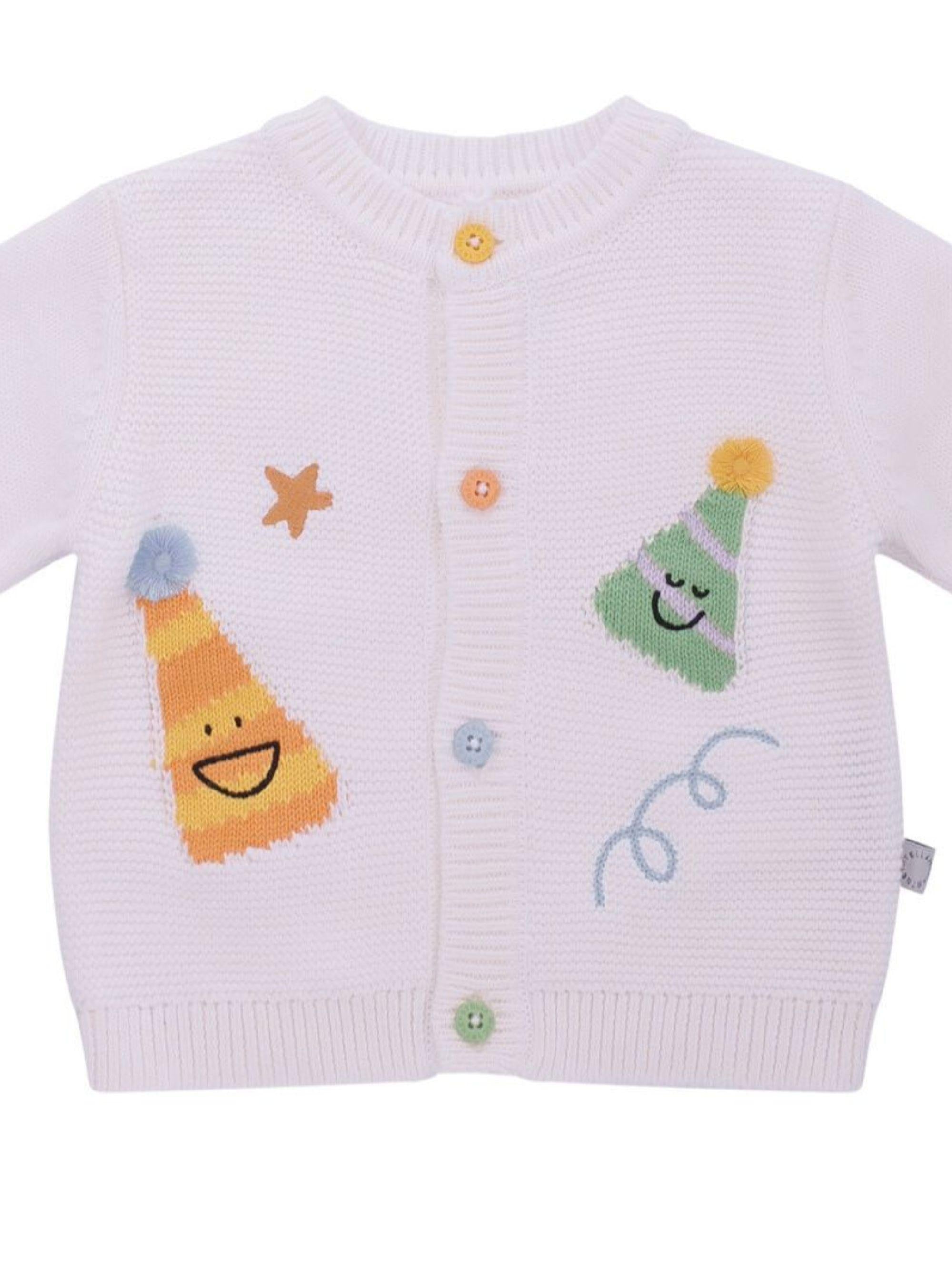 Cardigan per neonati Stella McCartney Kids bianco con ricamo cappelli da festa TY9520 Z2423 101 STELLA McCARTNEY KIDS