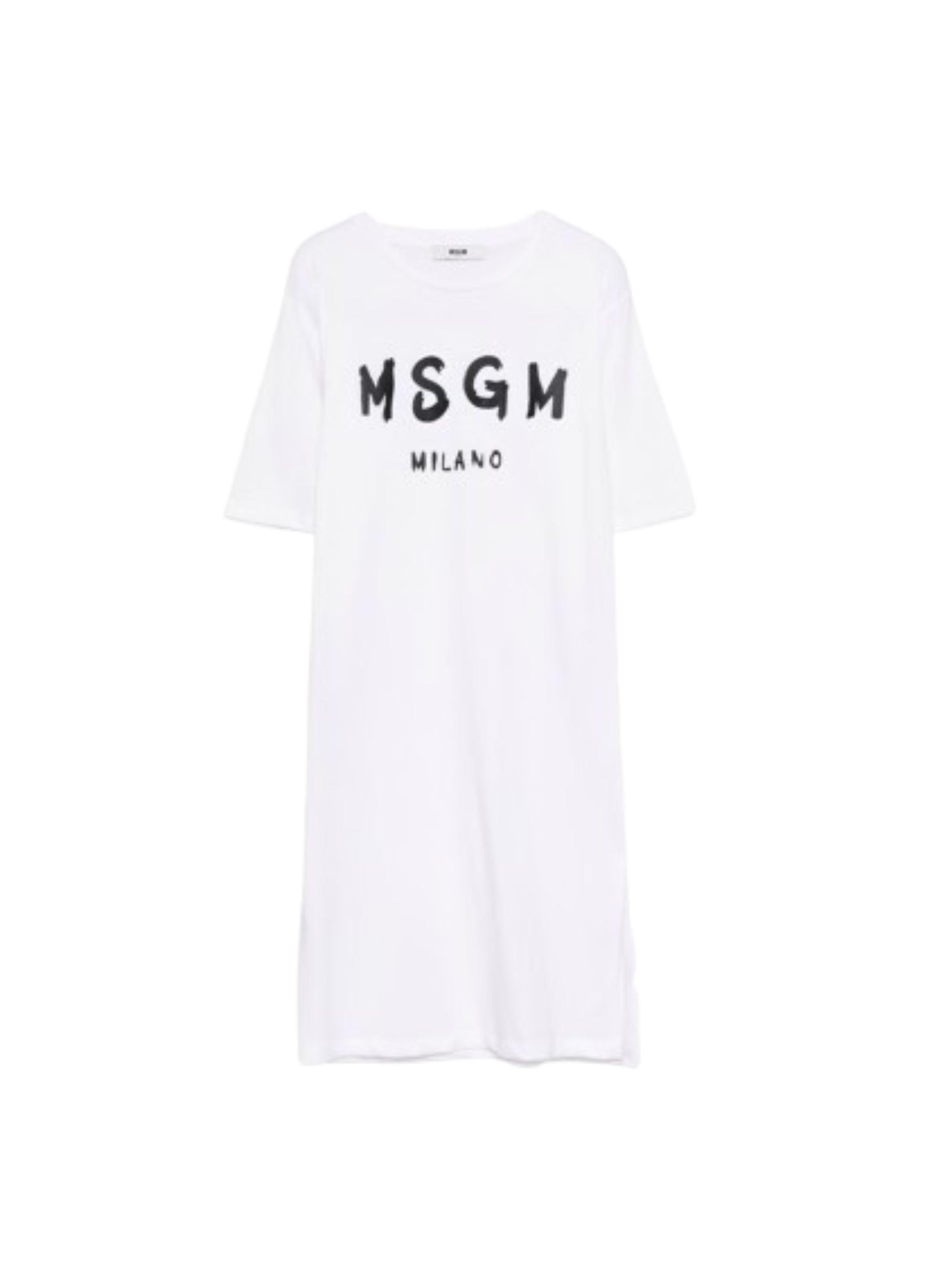Abito per bambina MSGM Kids bianco con stampa logo S6MSJGDR068 001 MSGM KIDS