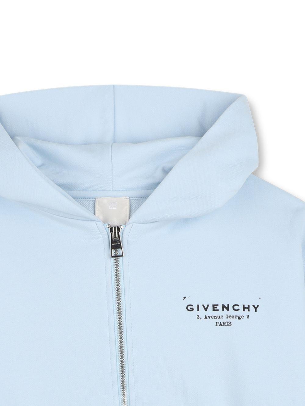 Felpa per bambino Givenchy Kids azzurra con cappuccio e zip H31076 77L GIVENCHY KIDS