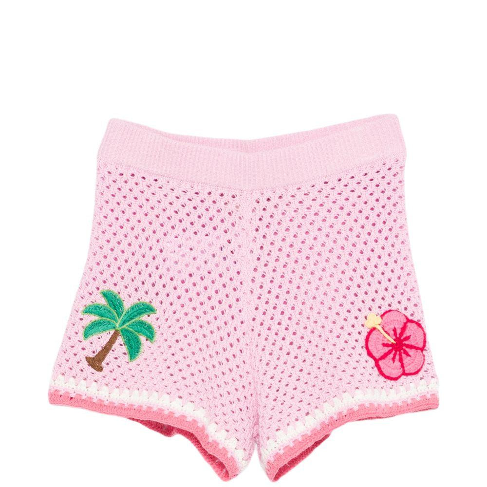 Shorts per bambina MC2 Saint Barth Kids rosa con ricamo floreale YVT0002 03562L MC2 ST. BARTH KIDS