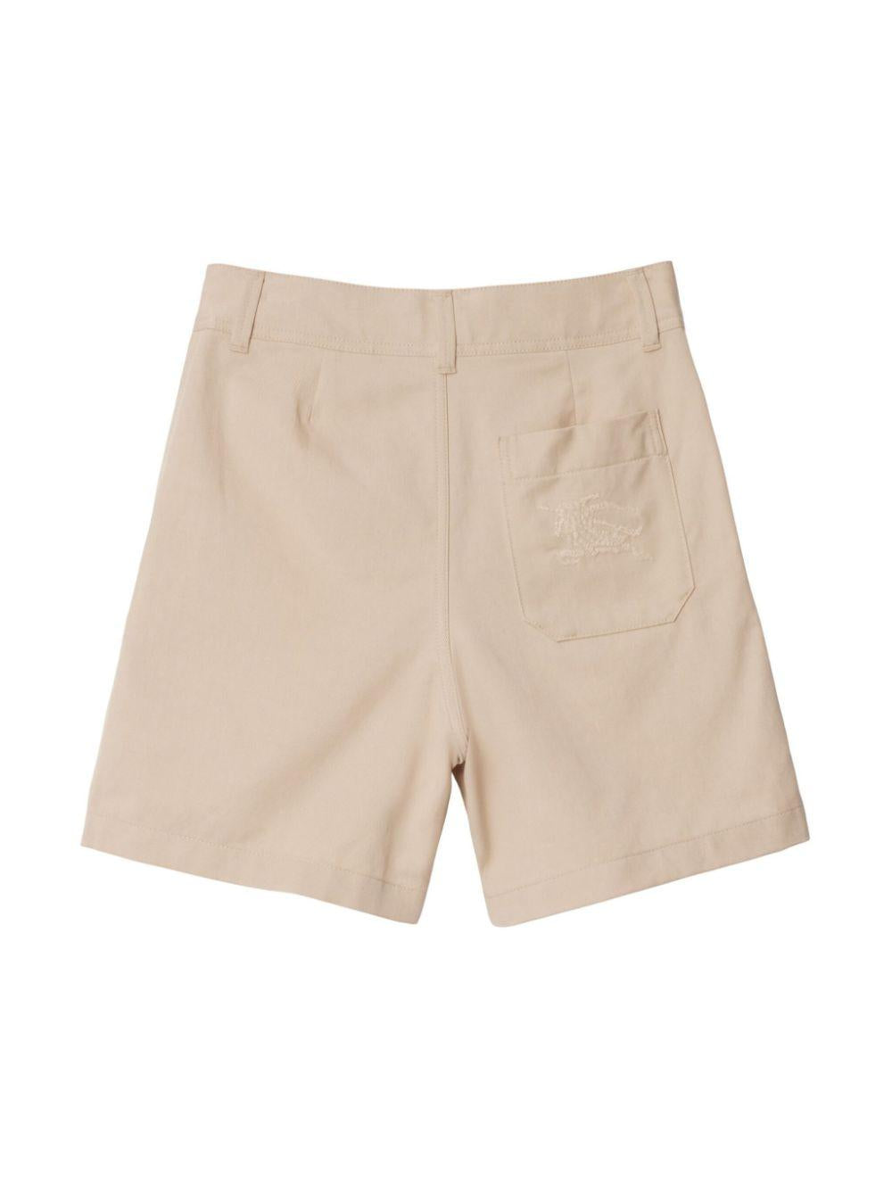 Shorts per bambino Burberry Kids beige con motivo con ricamo Equestrian Knight sul retro 8092506 A2015 BURBERRY KIDS