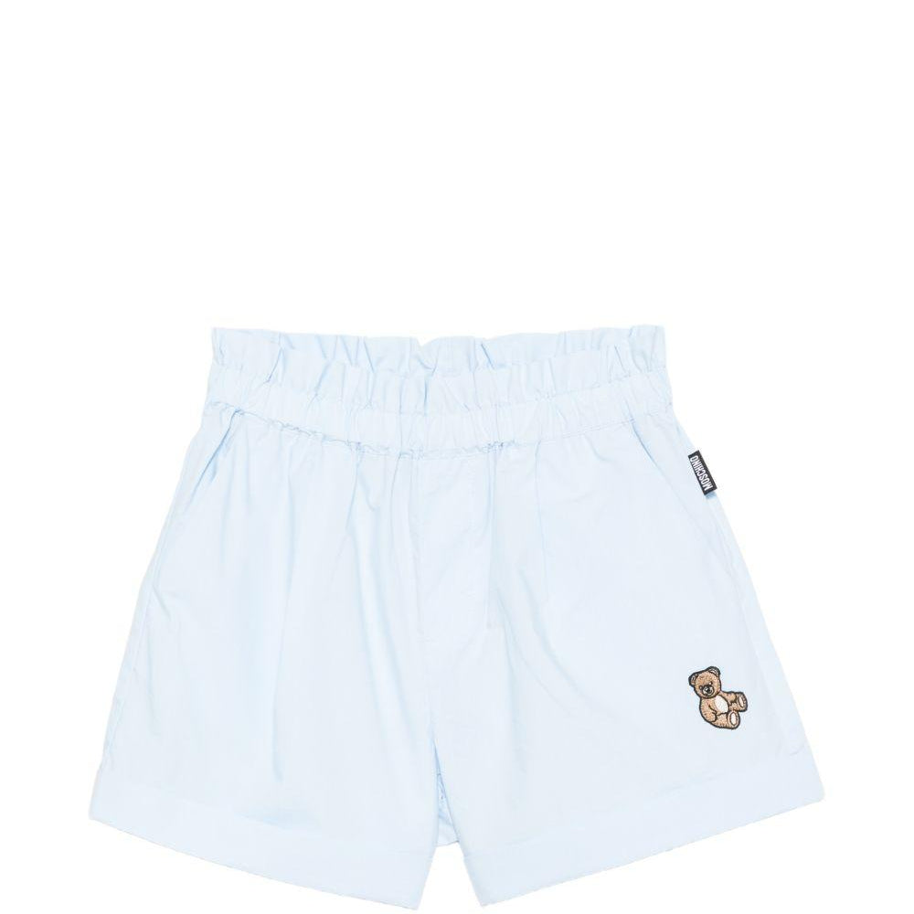 Shorts per bambina Moschino Kids azzurro con vita elasticizzata HDQ01YLLA10 40543 MOSCHINO KIDS