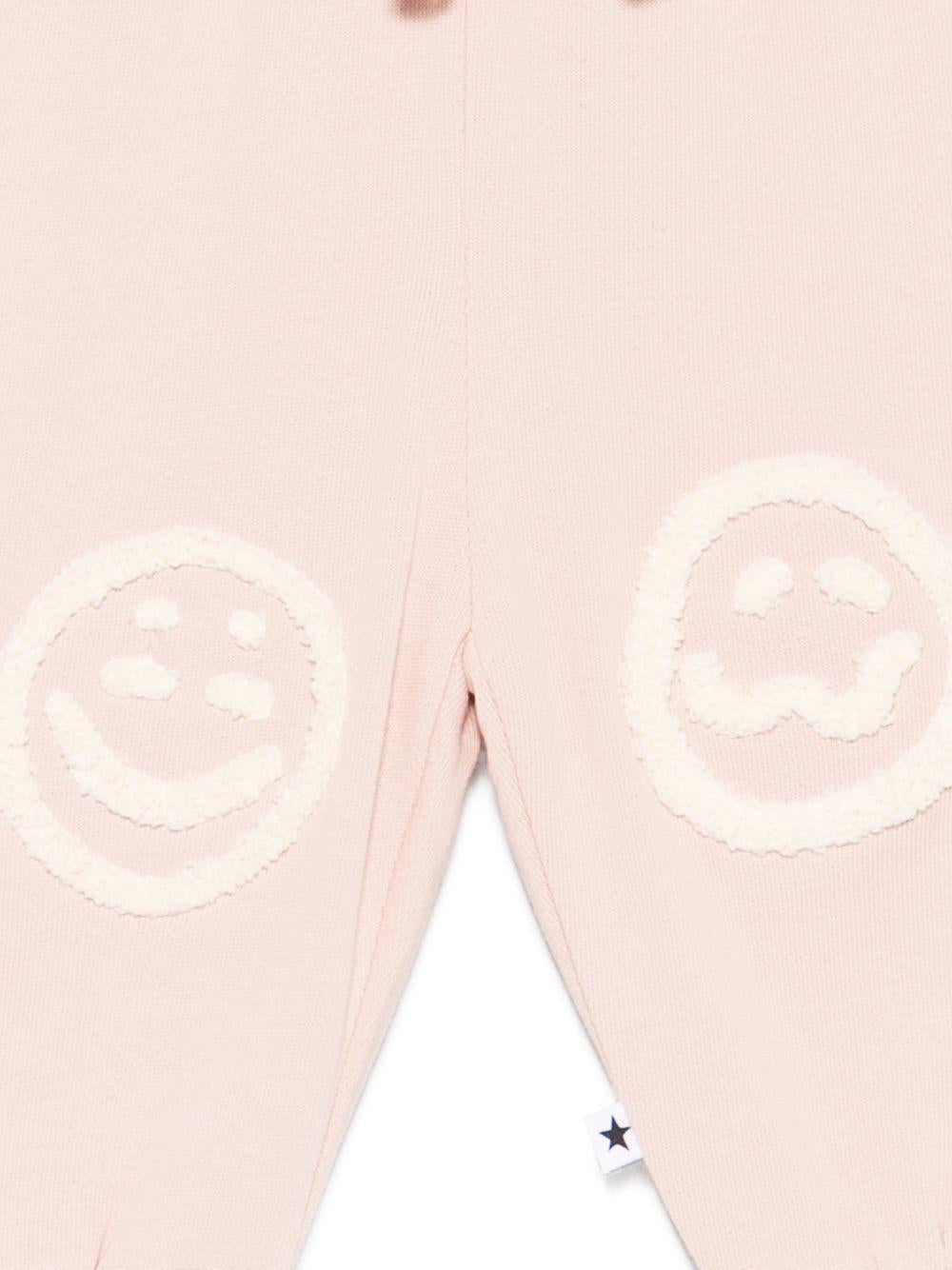 Pantaloni Simeon sportivi per neonata Molo rosai con toppe smile sulle ginocchia<BR/> 6S26I205 8058 MOLO KIDS