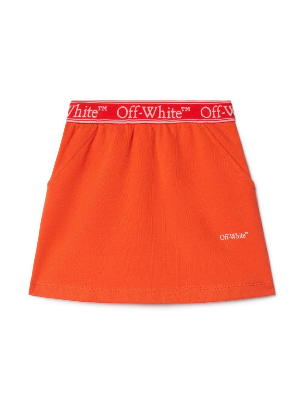 Gonna per bambina Off-White Kids arancione con banda logo OGCK001S25FLE001 2630 OFF WHITE KIDS