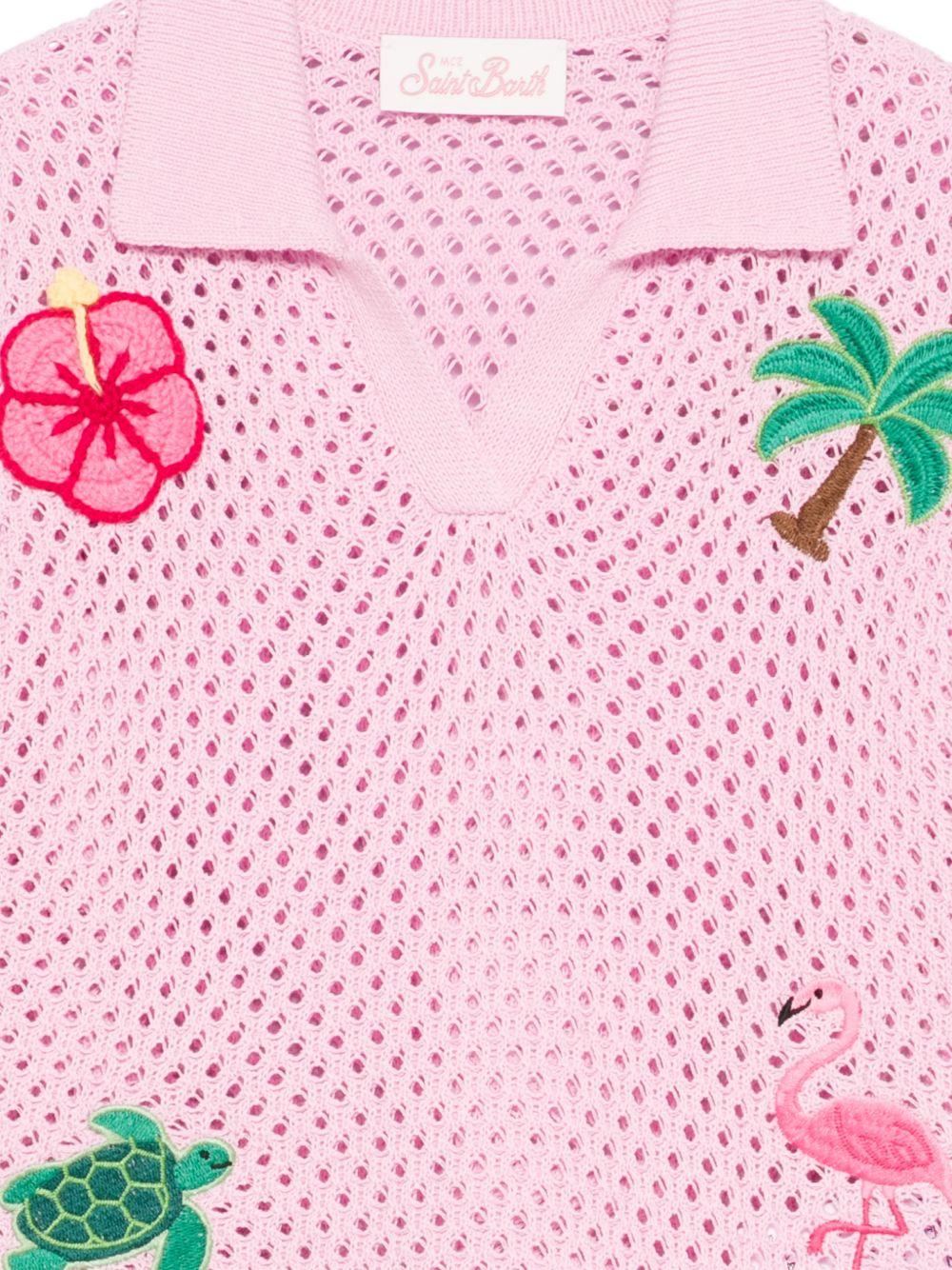 Maglia per bambina MC2 Saint Barth Kids rosa con motivo patch PIX0002 03562L MC2 ST. BARTH KIDS