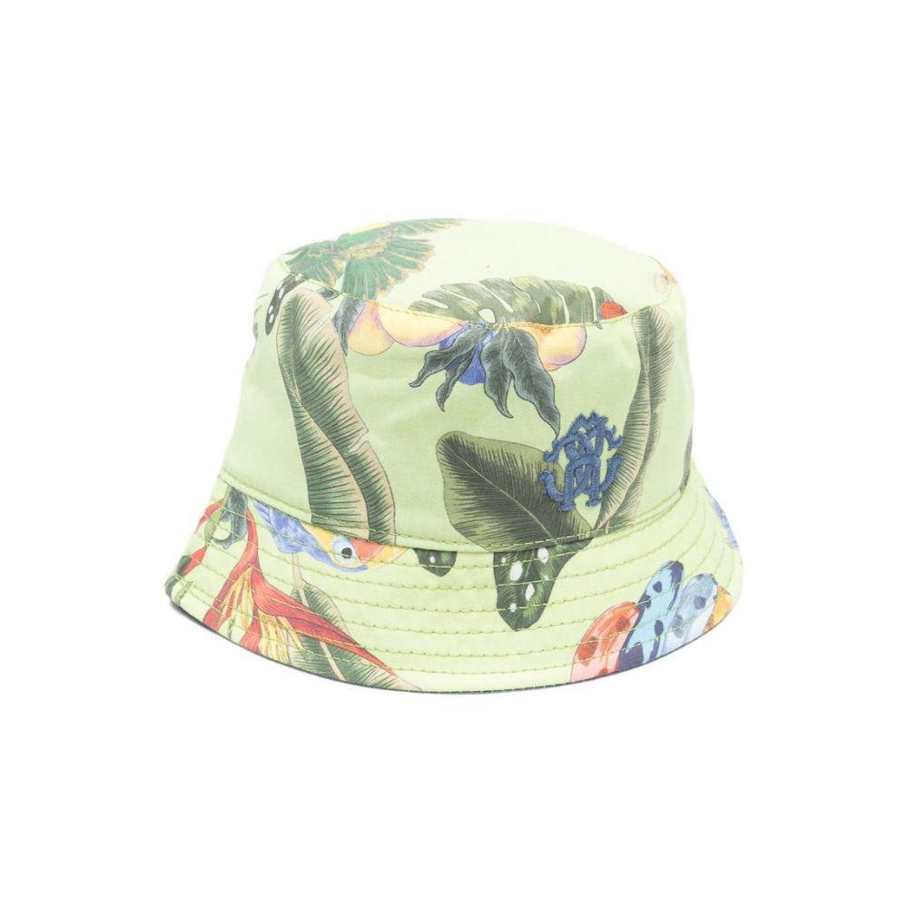 Cappello bucket per neonato Roberto Cavalli Kids verde con stampa volatili CIP26088HA TROP. LIME ROBERTO CAVALLI KIDS