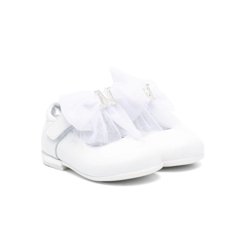 Ballerine per bambina Monnalisa bianco con placca con logo 83E006 5721 0001 MONNALISA
