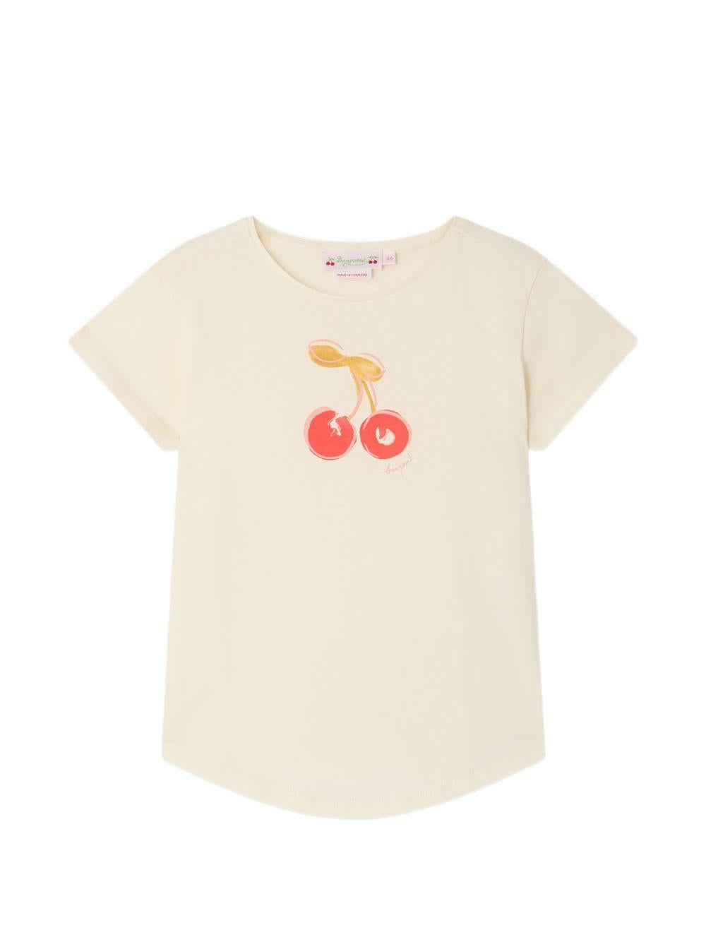 T-shirt per bambina Bonpoint crema con dettaglio ciliegia S06GTSK00021 103 BONPOINT KIDS